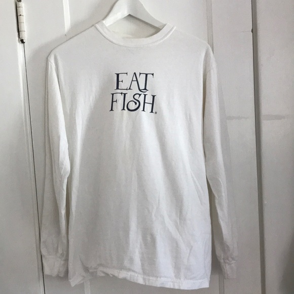 Eat Fish long sleeve white shirt - Picture 1 of 3